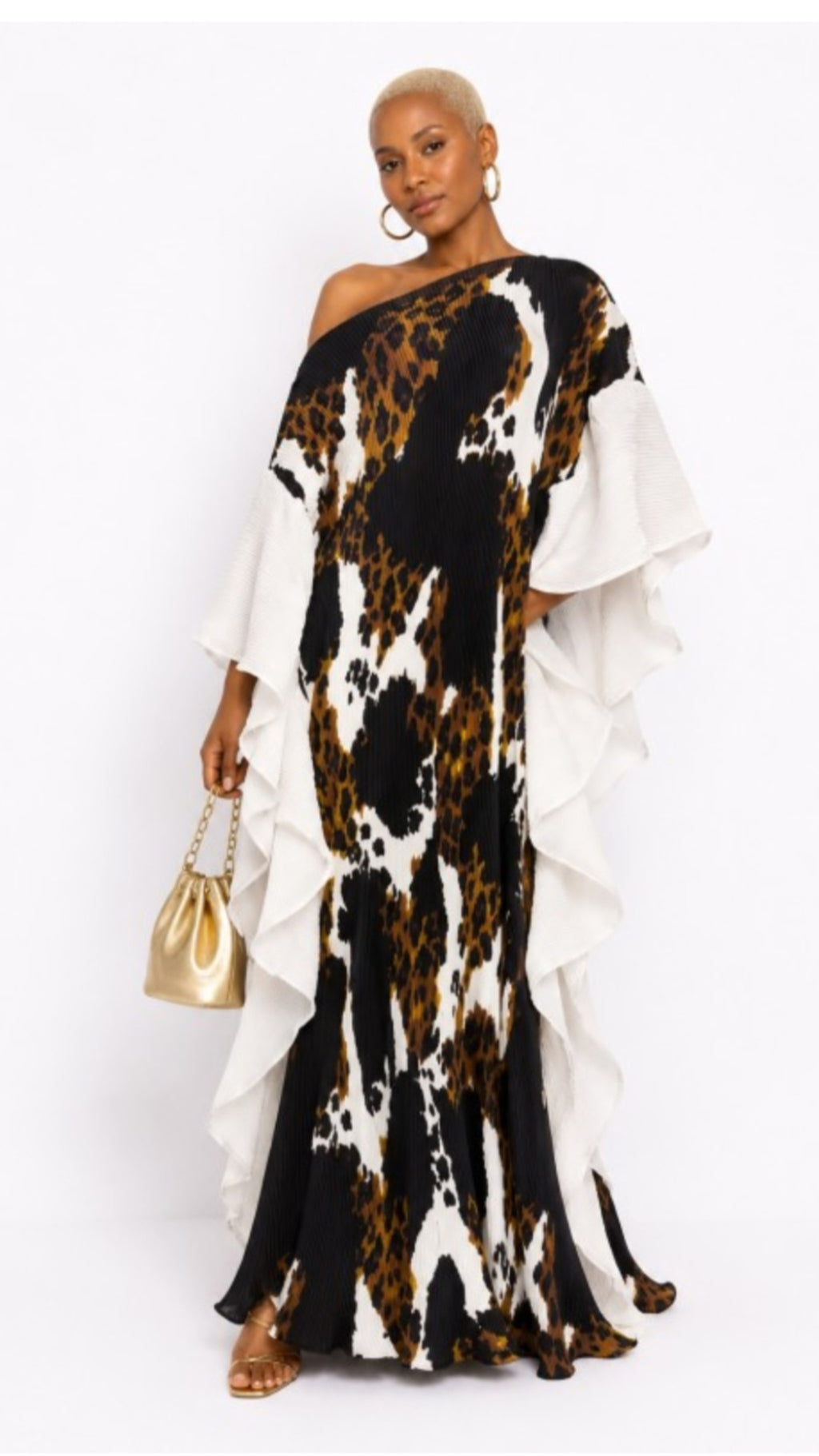 The Safari Elegance Ruffle Sleeves Maxi Dress One Size Fit All S to 3XL
