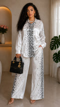 062725 White & Black Animal Print Pant/Top Set