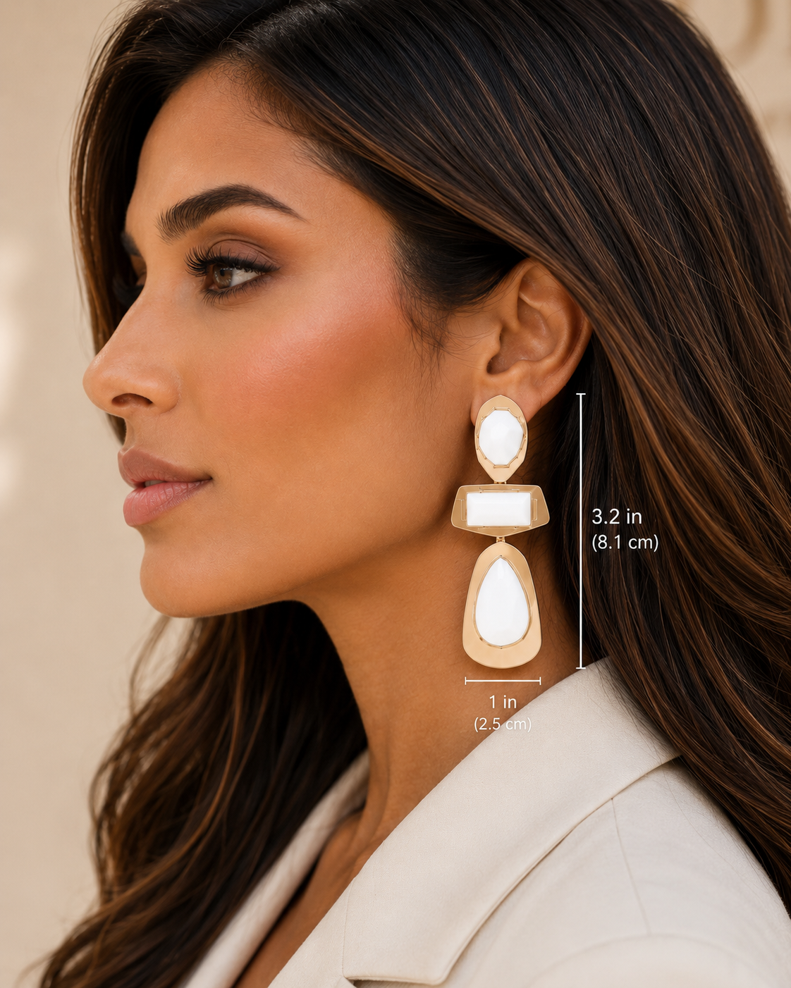 042926 Retro Geometric Frame Drop Earrings