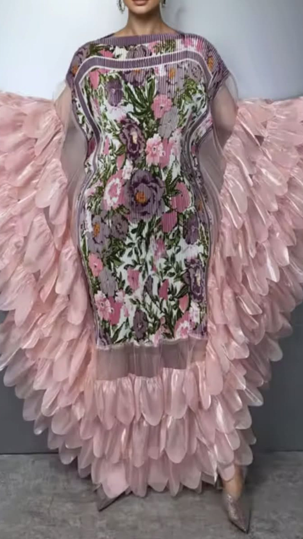 Pink Sunset Elegant Statement Ruffles Maxi Dress-Preorder