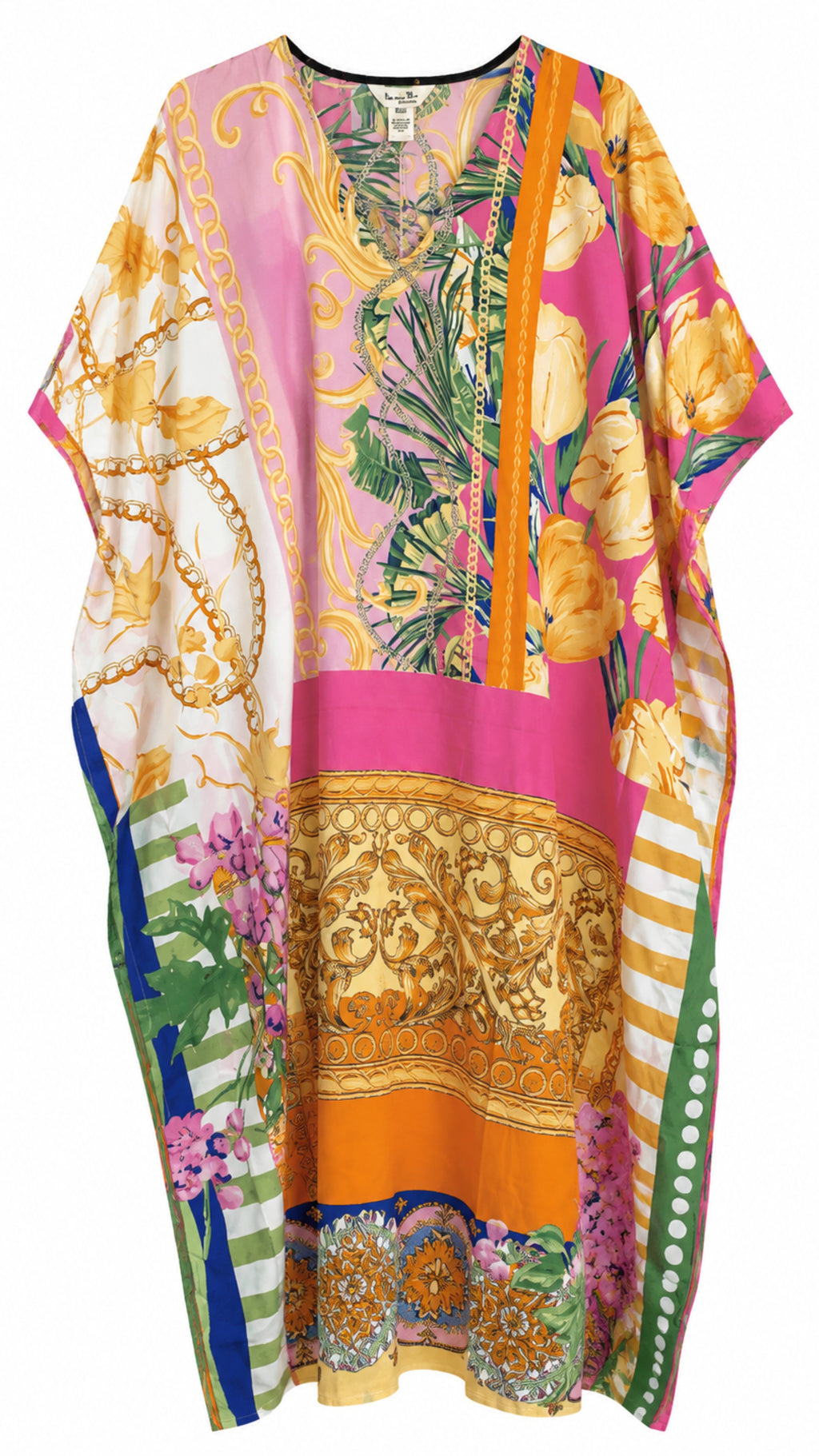 The Yellow Florals Kaftan Dress Lounge Wear One Size fit All S to 3XL