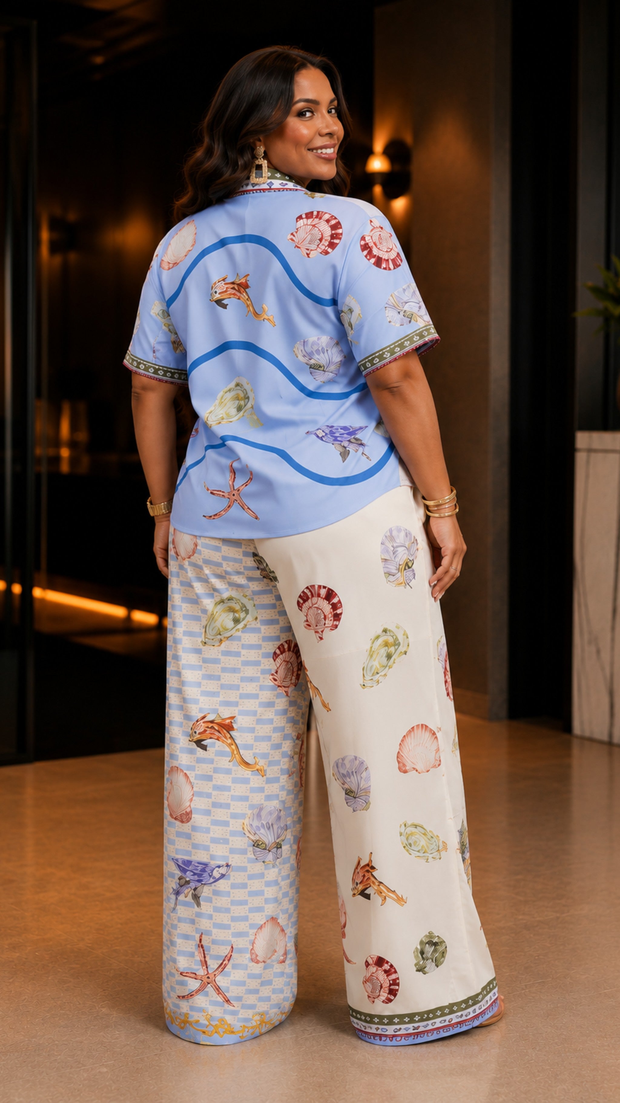 052525 The Blue Plus Size Graphic Print 2 Piece Set- Preorder