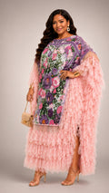 Pink Sunset Elegant Statement Ruffles Maxi Dress One Size Fit All