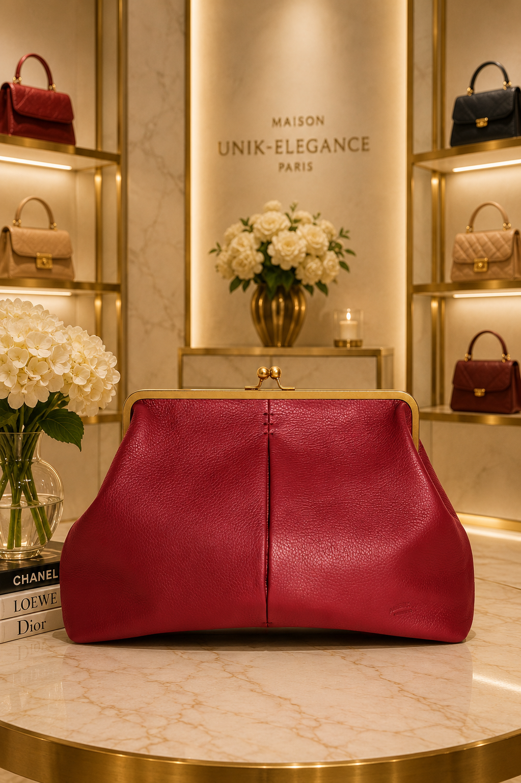 Grace Raffia Oversized Kiss Lock Clutch - Amanrath Red