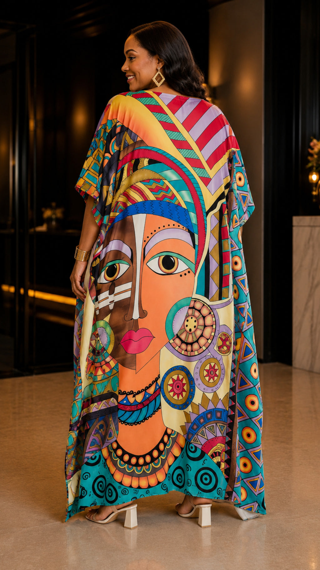 The Face Tribal Printed Kaftan Dress Lounge Wear One Size fit All S to 3XL