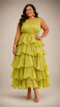 Chartreuse Dream Ruffle Dress