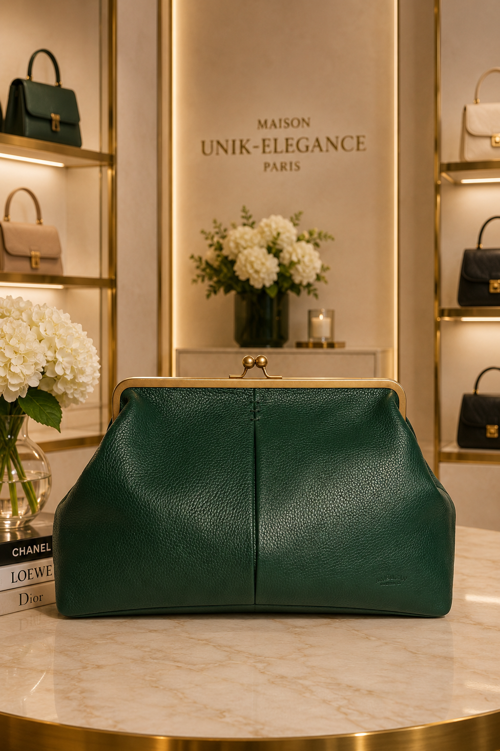 Grace Raffia Oversized Kiss Lock Clutch - Deep Emerald