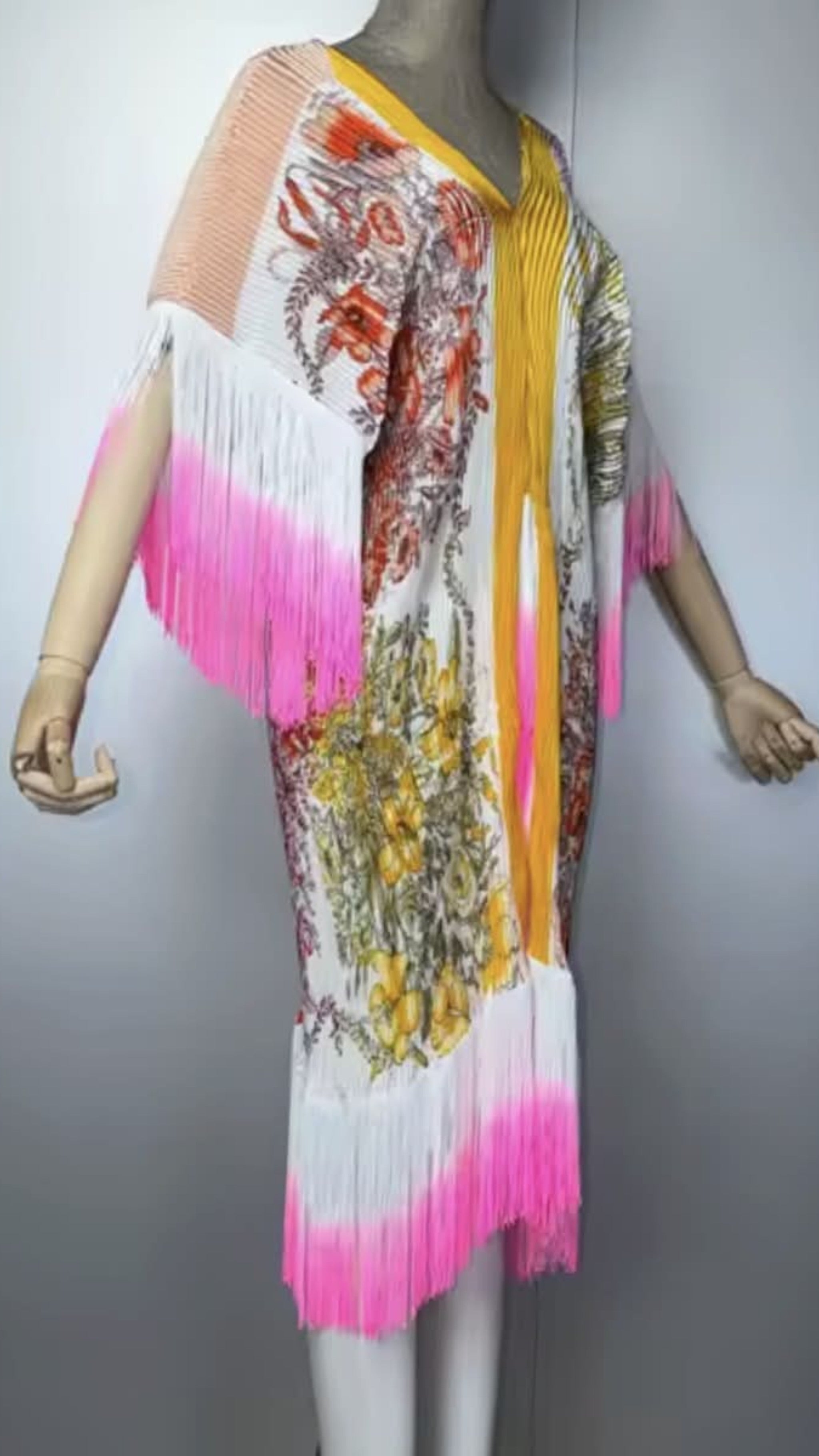 Sunset Bloom Fringe Kaftant Dress One Size Fit All