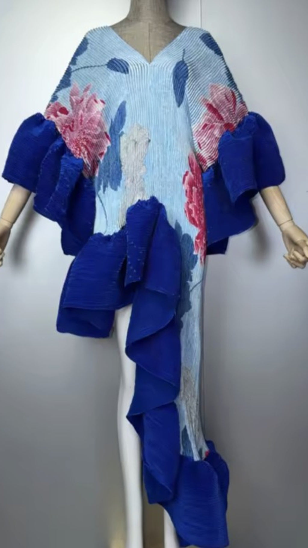 The Royal Bloom Asymmetrical Ruffle Tunic Top/Dress