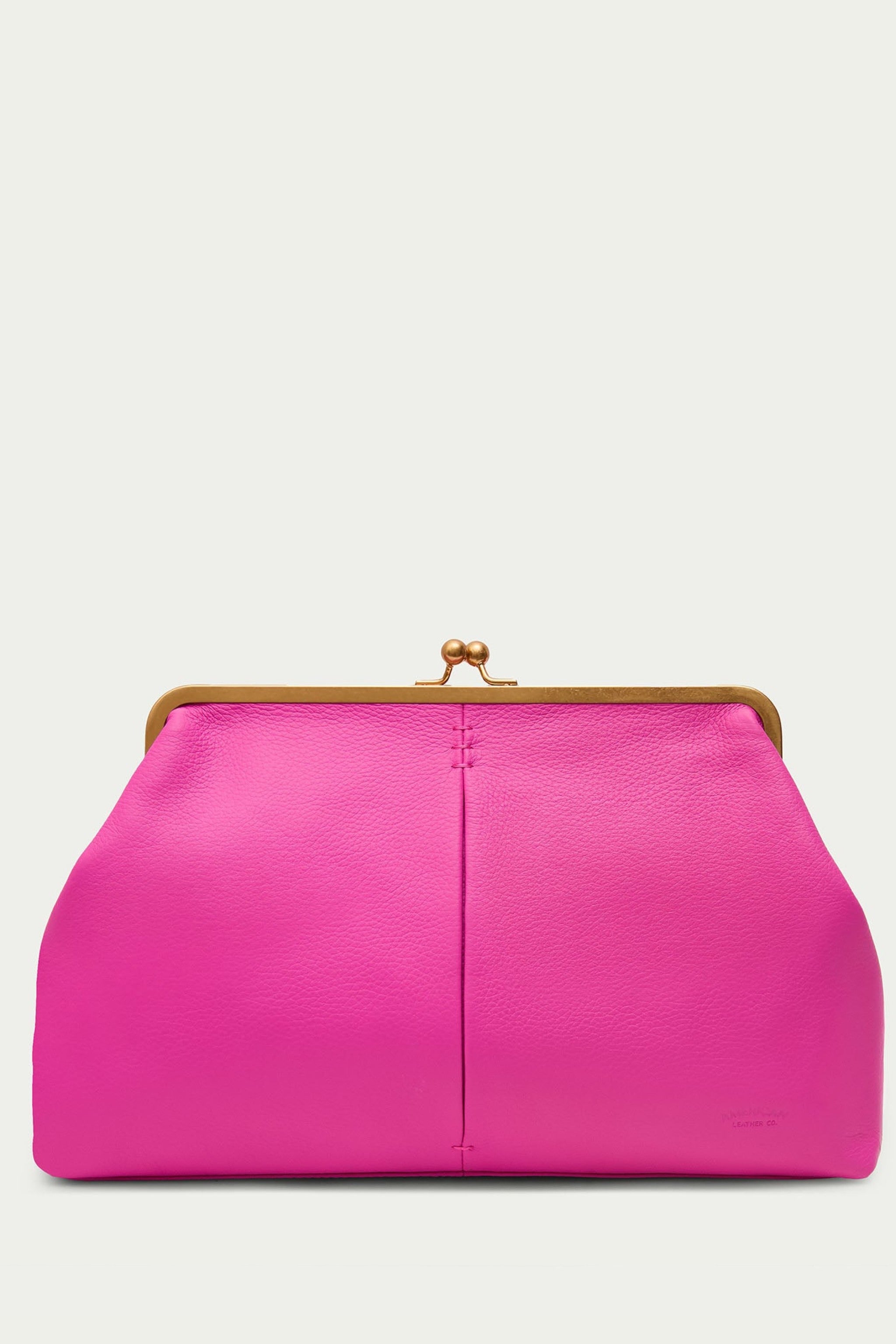Grace Raffia Oversized Kiss Lock Clutch - Knockout Pink