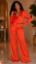 092823 The Rustic Orange Long Sleeve Shirt and Pant Set