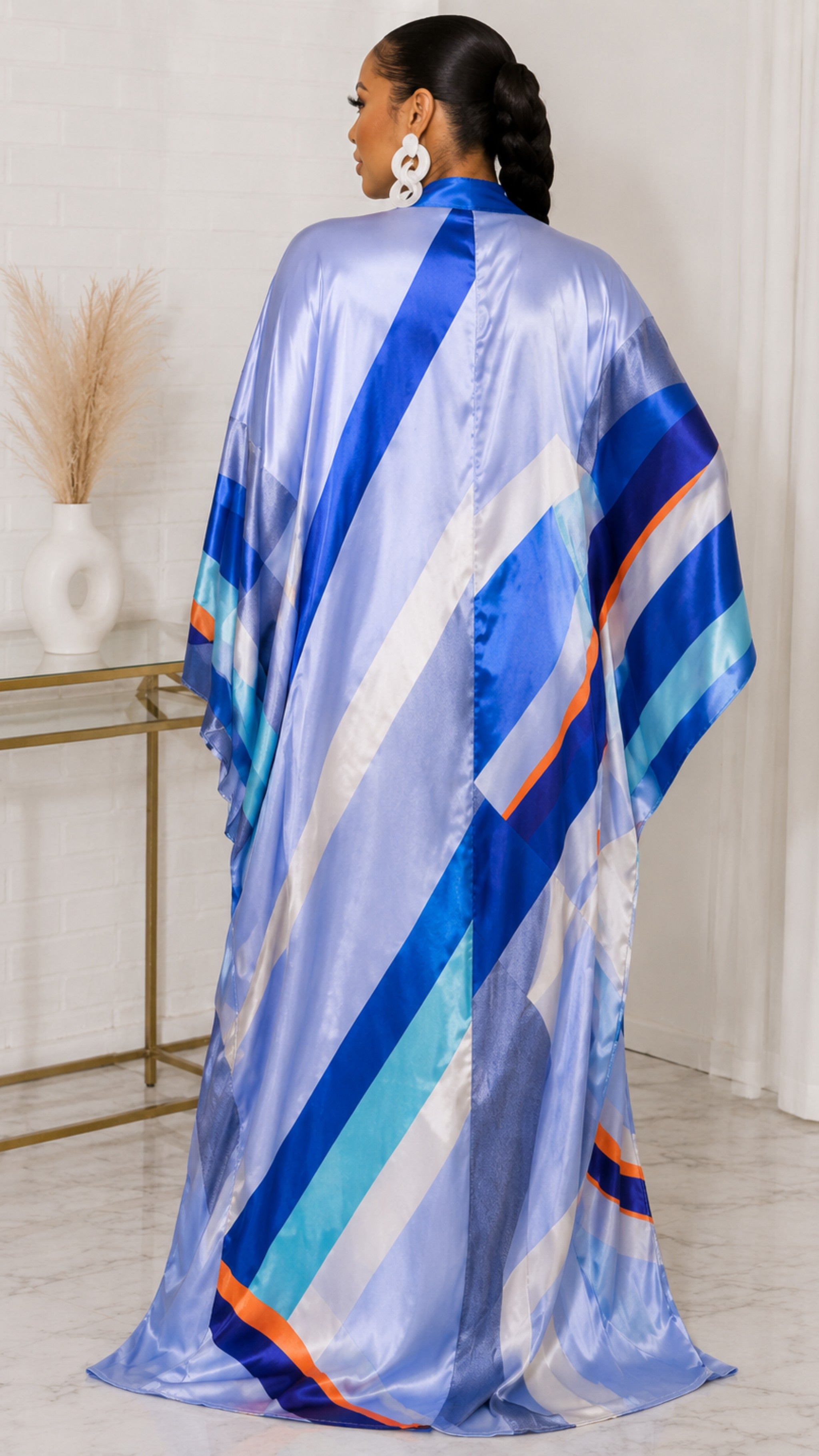 030123 Blue Abstract One Size Fit All Duster