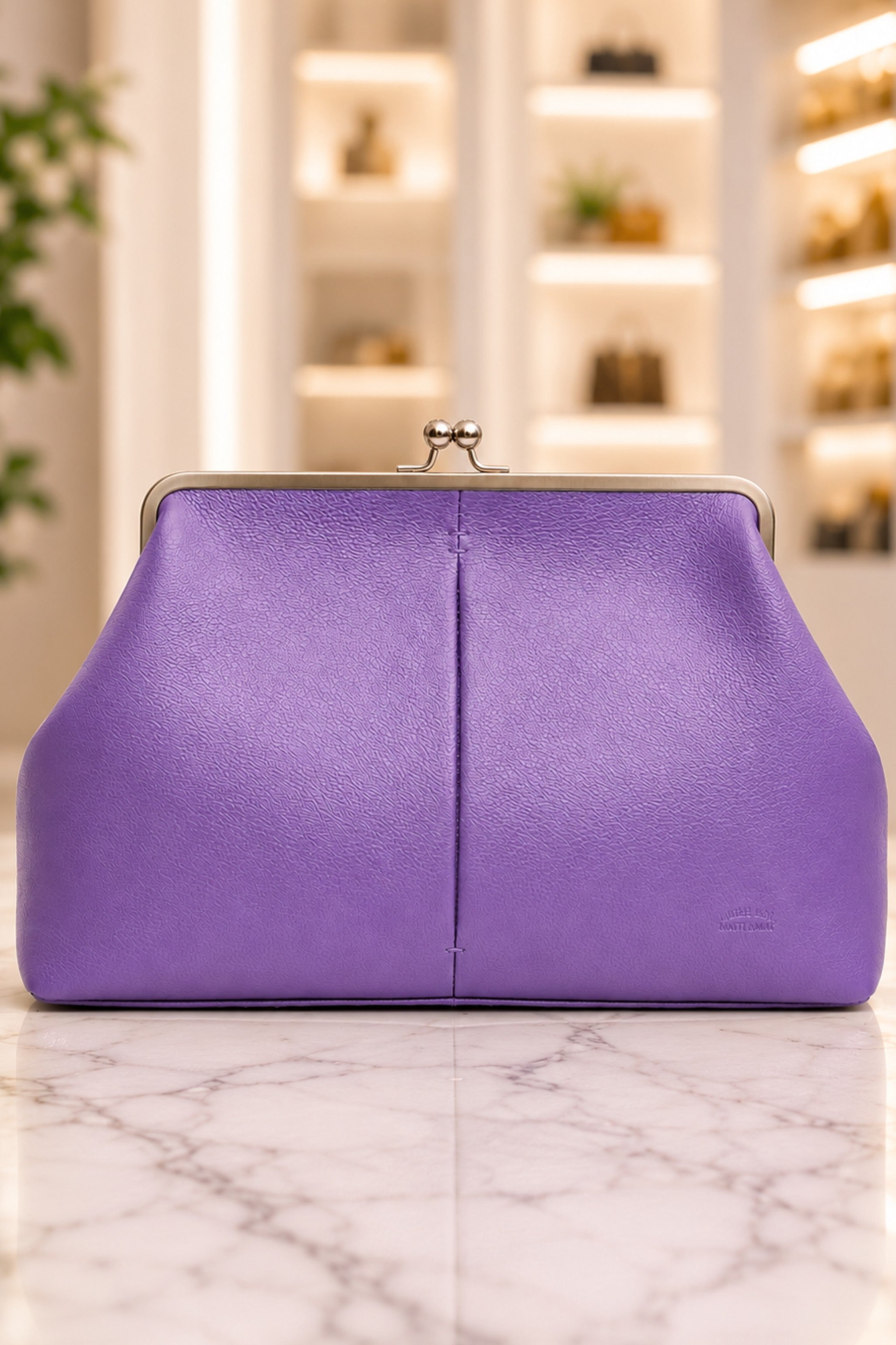 Grace Raffia Oversized Kiss Lock Clutch - Dusted Grape