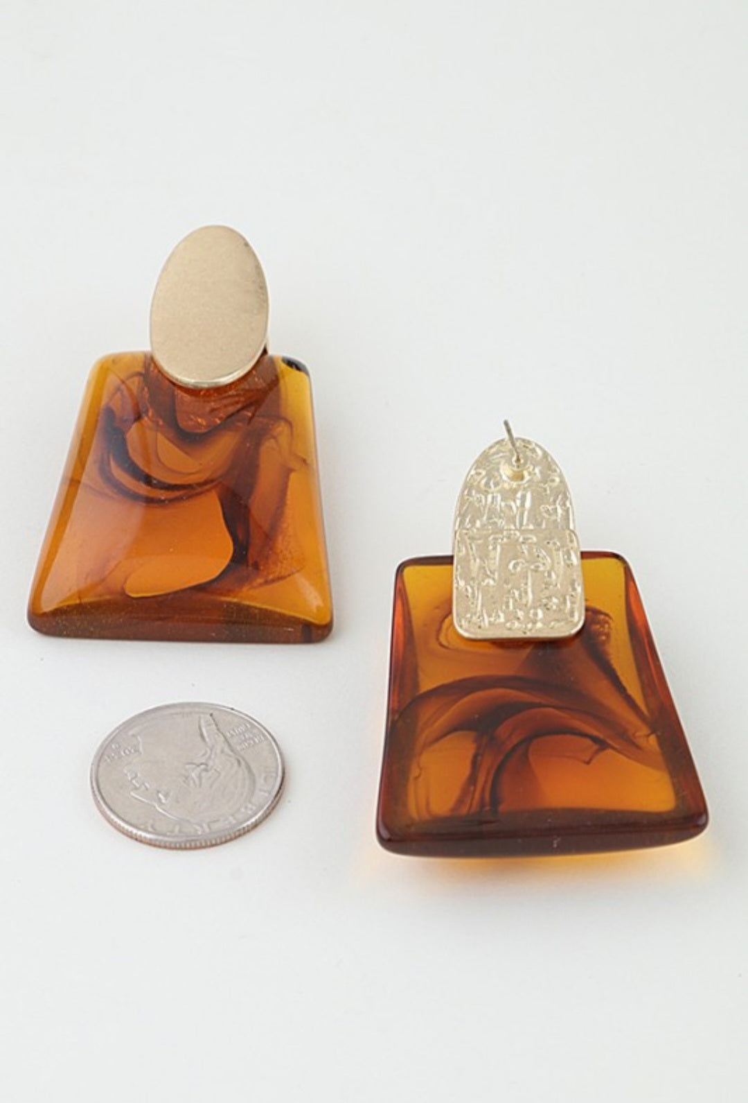 Gold Abstract Marble Stone Fashion Earrings