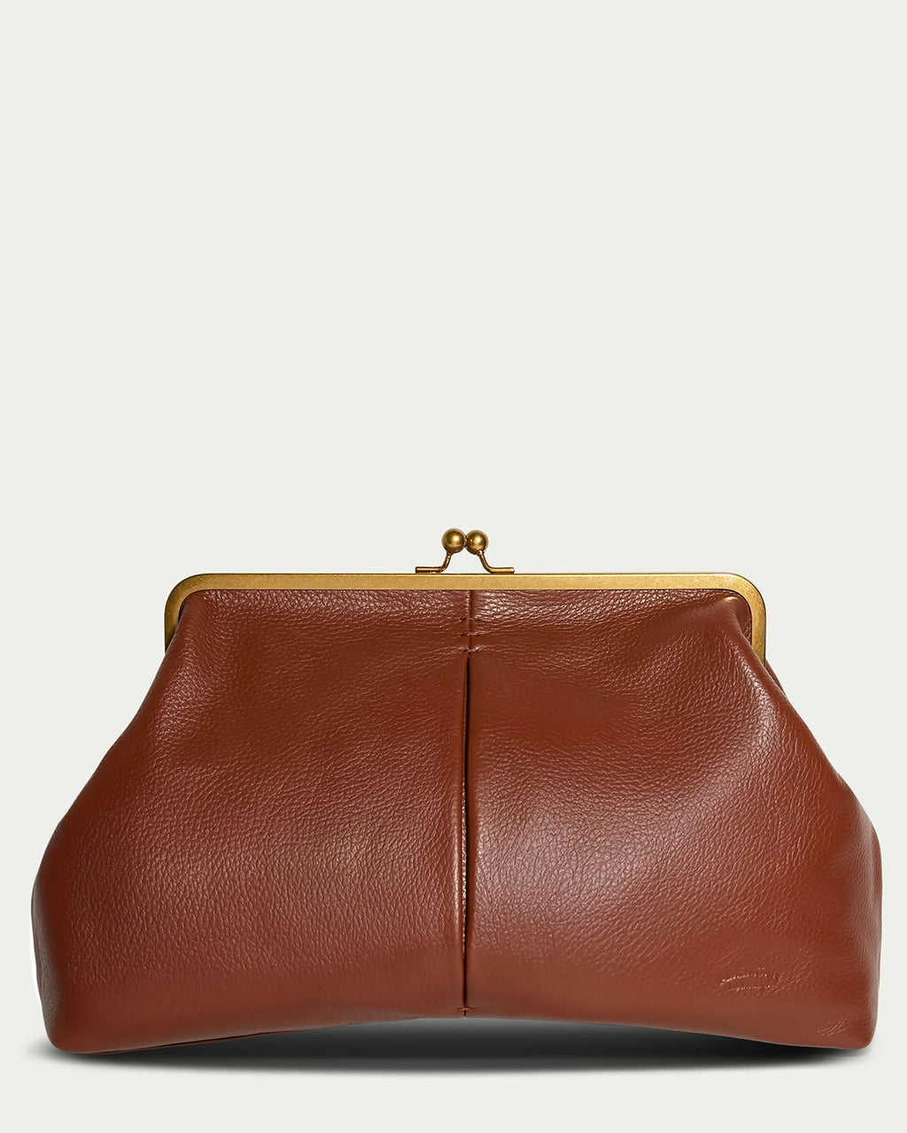 Grace Raffia Oversized Kiss Lock Clutch - Brandy