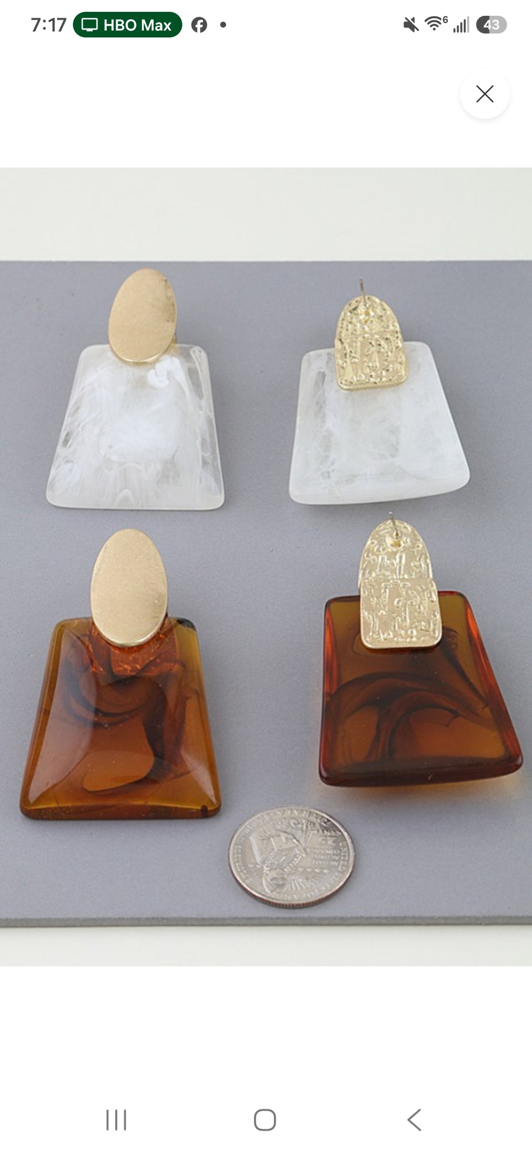 Gold White Abstract Stone Fashion Earrings (Copy)