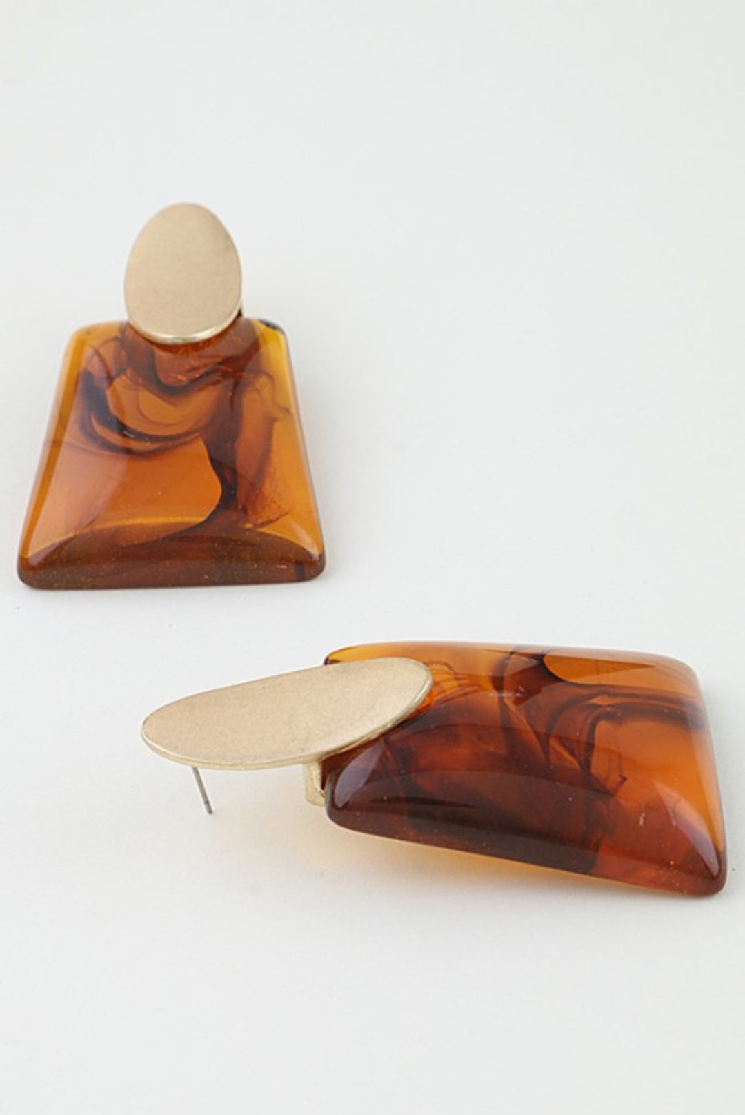 Gold Abstract Marble Stone Fashion Earrings