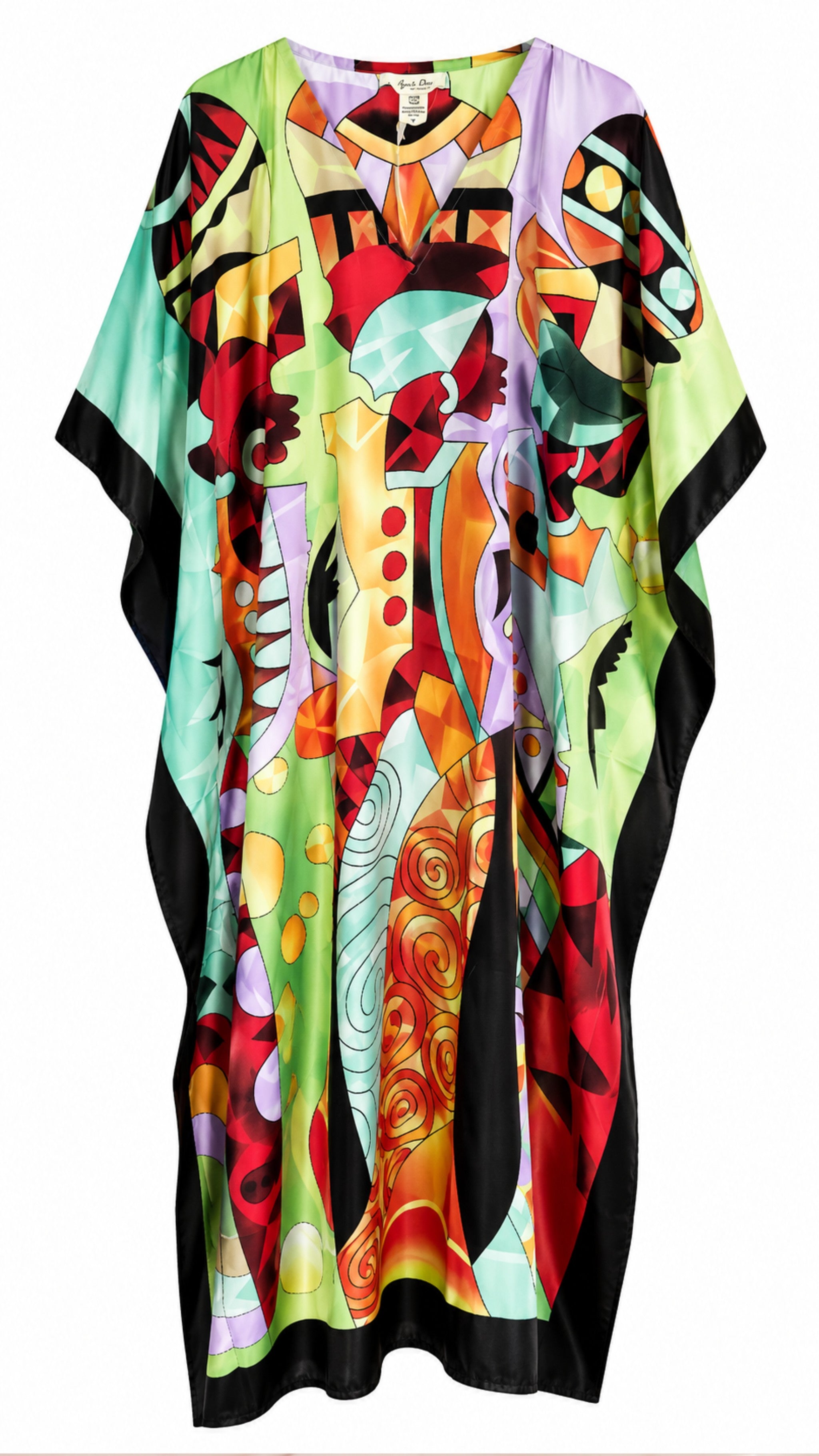 Multicolor Printed Tribal Kaftan Dress Lounge Wear One Size fit All S to 3XL