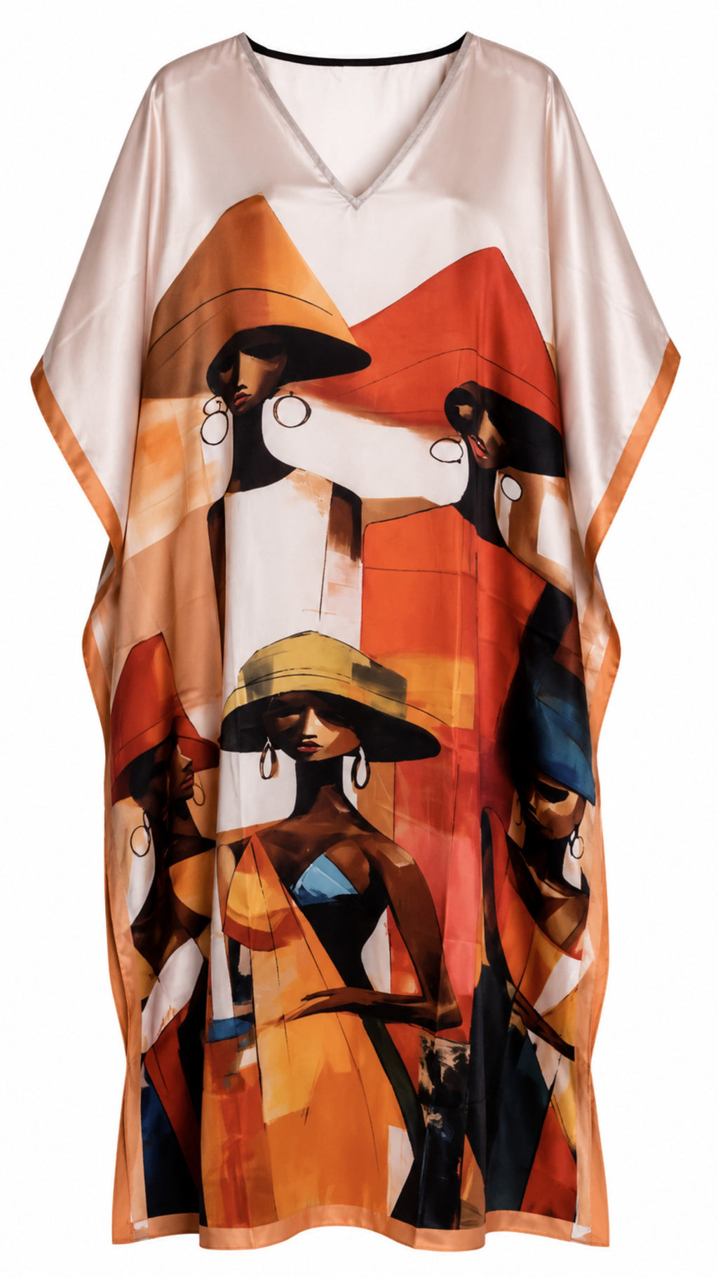 The Ladies with Hats Satin Kaftan Dress Lounge Wear One Size fit All S to 3XL