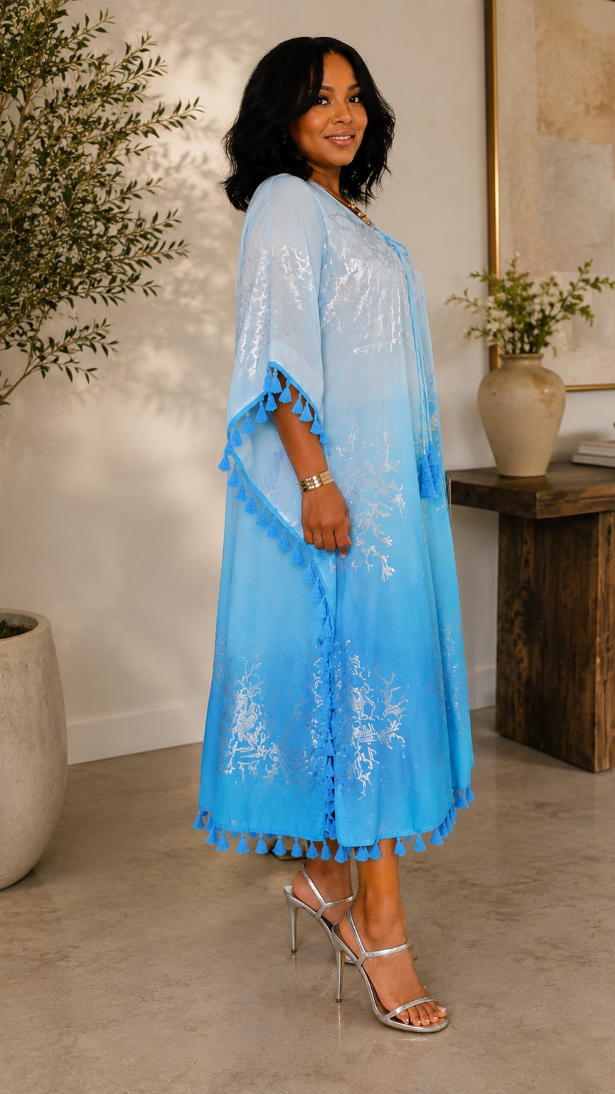 100623 The Island is Calling Me Tassel Caftan One Size Fit All