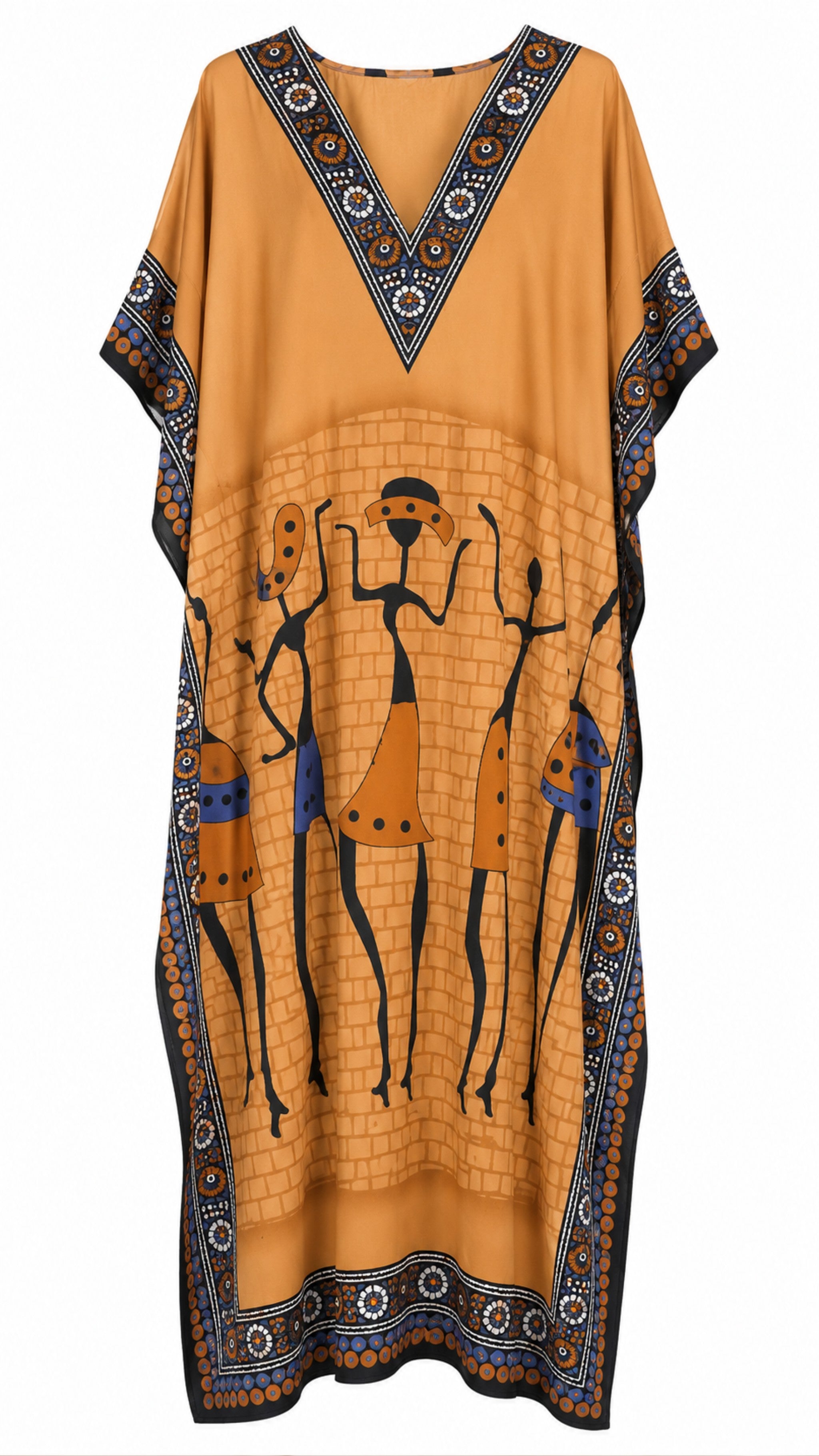 The Brown Tribal Printed Kaftan Dress Lounge Wear One Size fit All S to 3XL