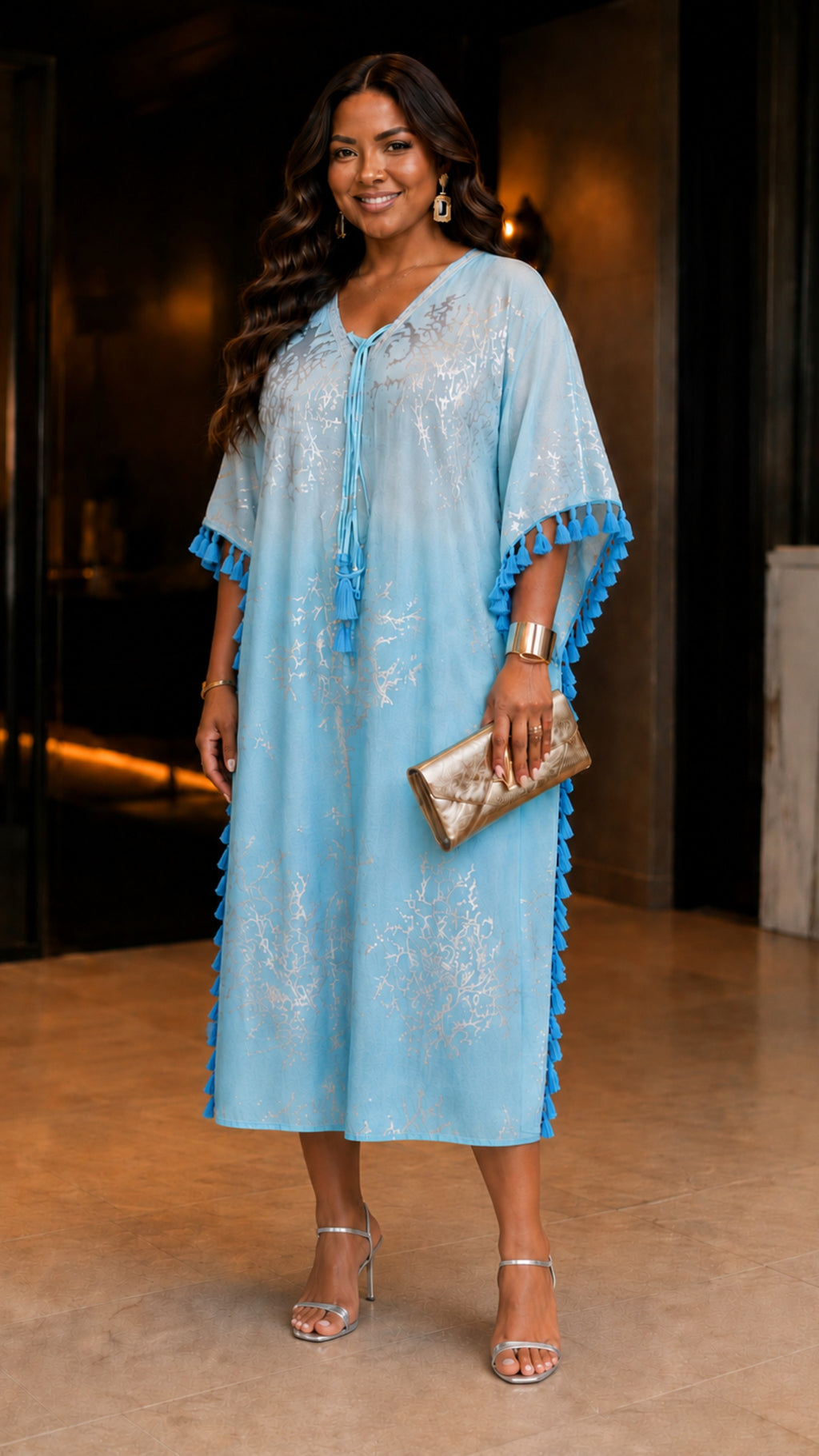 100623 The Island is Calling Me Tassel Caftan One Size Fit All