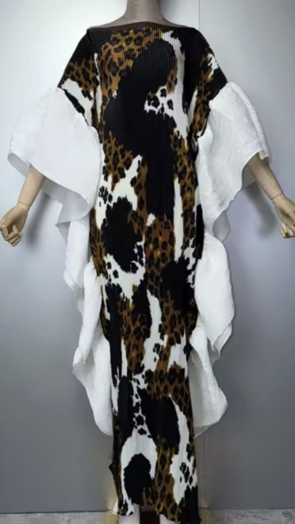 The Safari Elegance Ruffle Sleeves Maxi Dress One Size Fit All S to 3XL