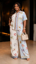 052525 The Blue Plus Size Graphic Print 2 Piece Set- Preorder