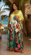 The dancing Ladies Satin Kaftan Dress Lounge Wear One Size fit All S to 3XL