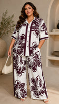 052526 The burgundy Floral Pants Set - Preorder