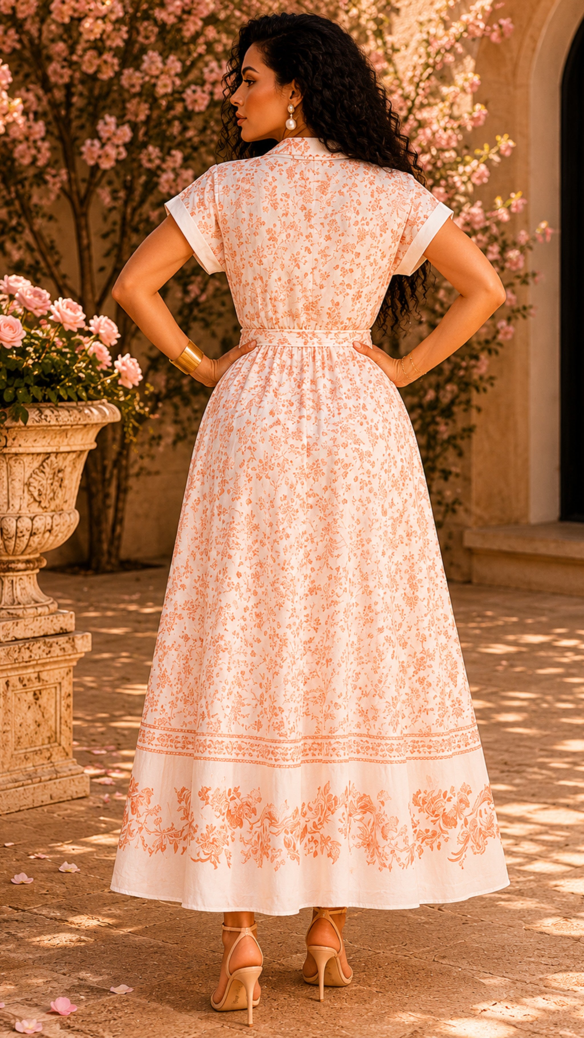 052526 Pink Floral Print Button Down Maxi Dress - Preorder