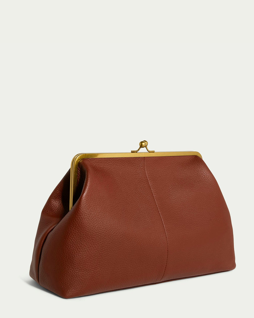 Grace Raffia Oversized Kiss Lock Clutch - Brandy
