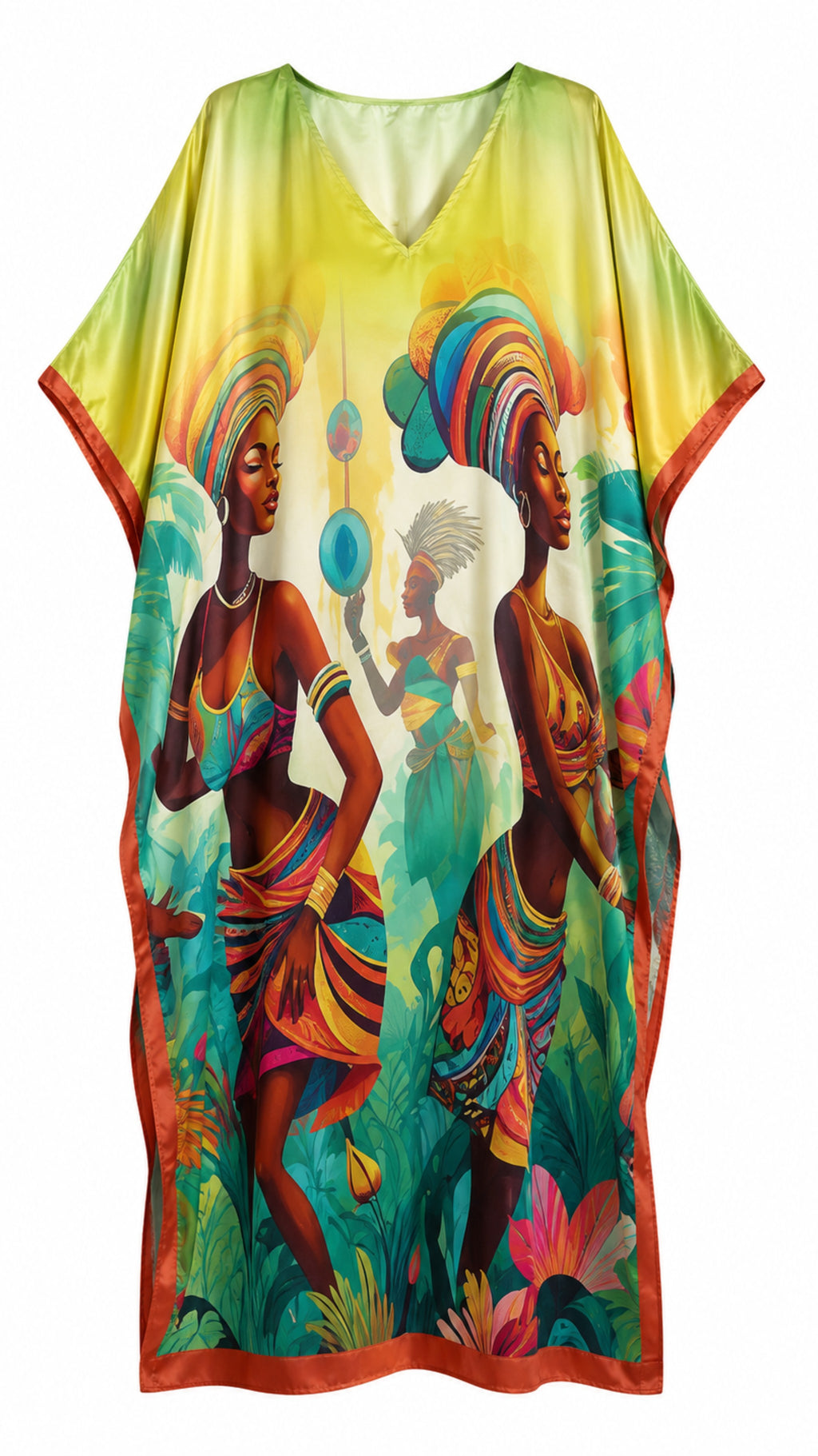 The dancing Ladies Satin Kaftan Dress Lounge Wear One Size fit All S to 3XL
