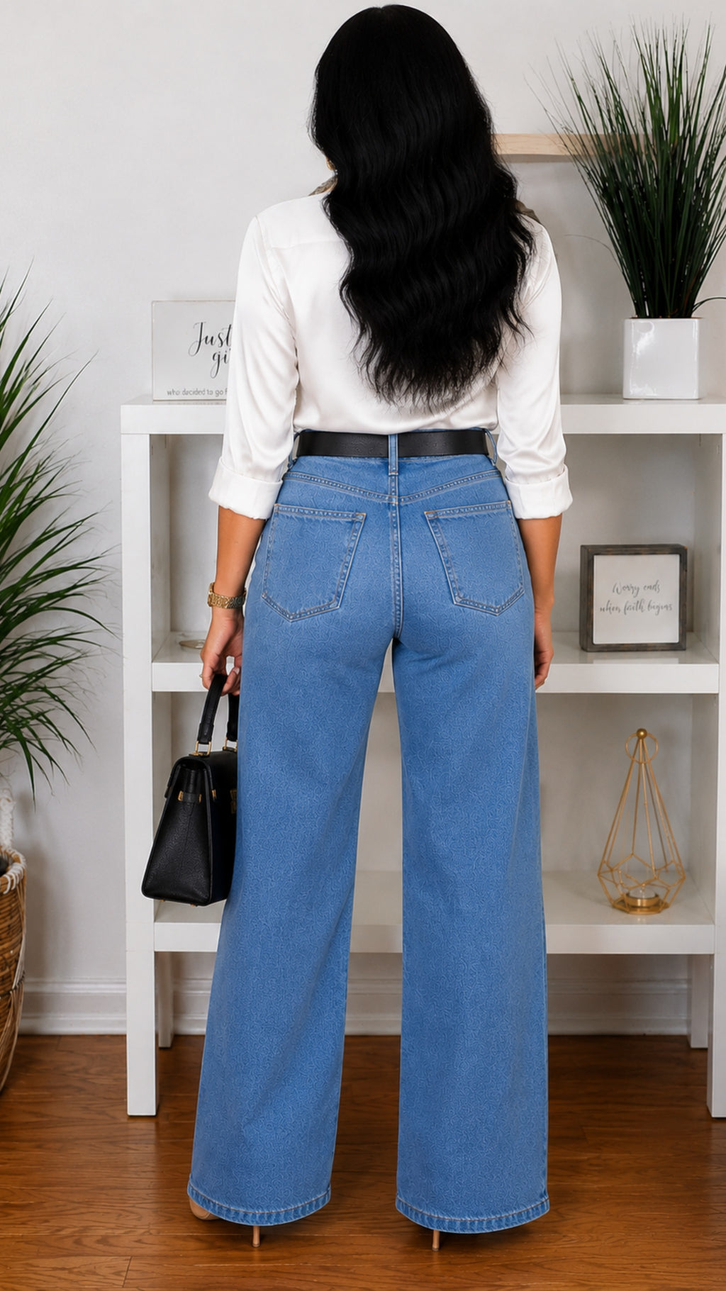 112025 Sparkle Medallion Wide-Leg Denim Pant