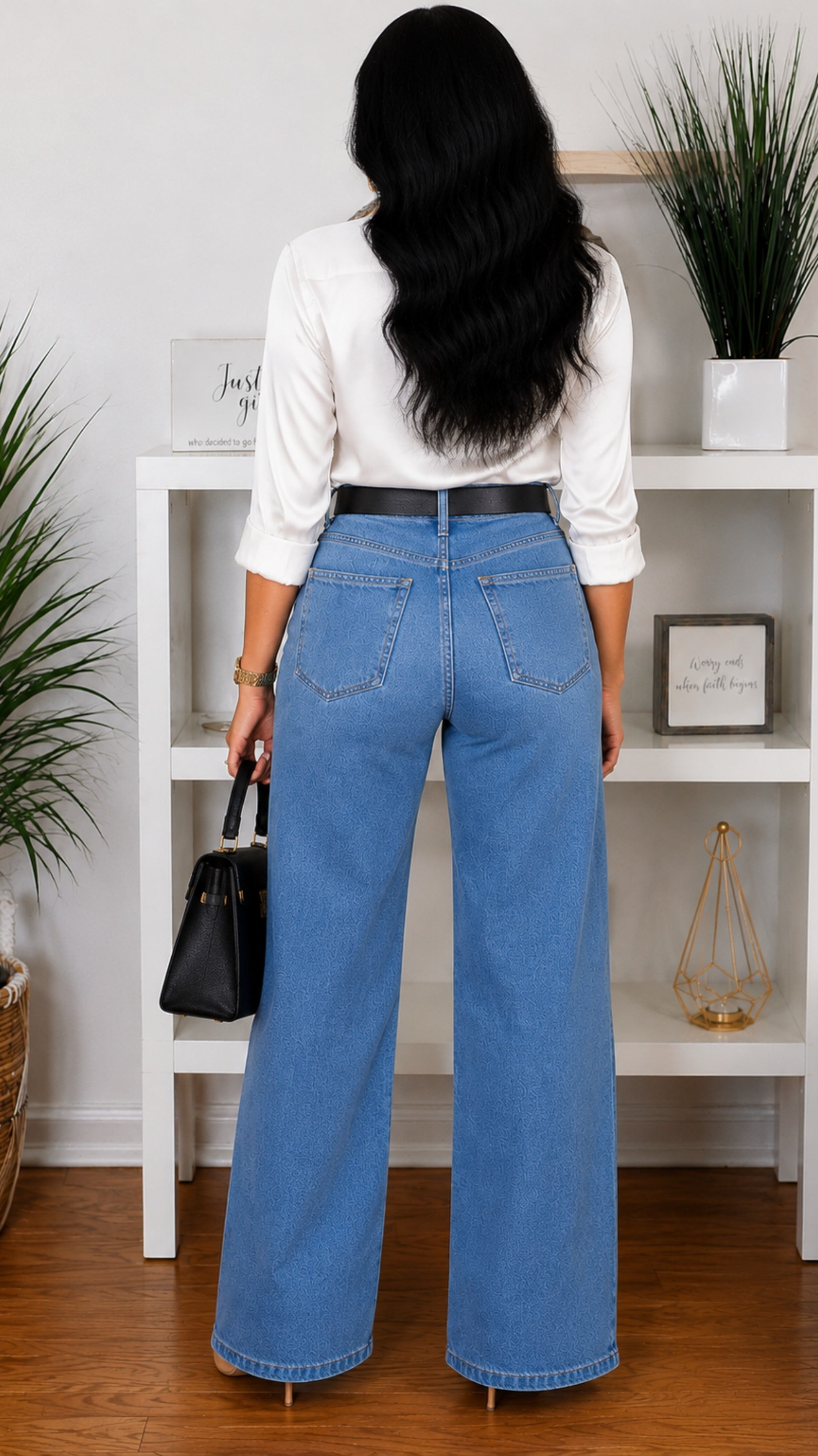 112025 Sparkle Medallion Wide-Leg Denim Pant