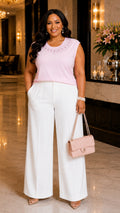 Pink Rhinestone Details Tank Top