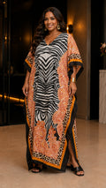 Animal Printed Multicolor Kaftan Dress Lounge Wear One Size fit All S to 3XL