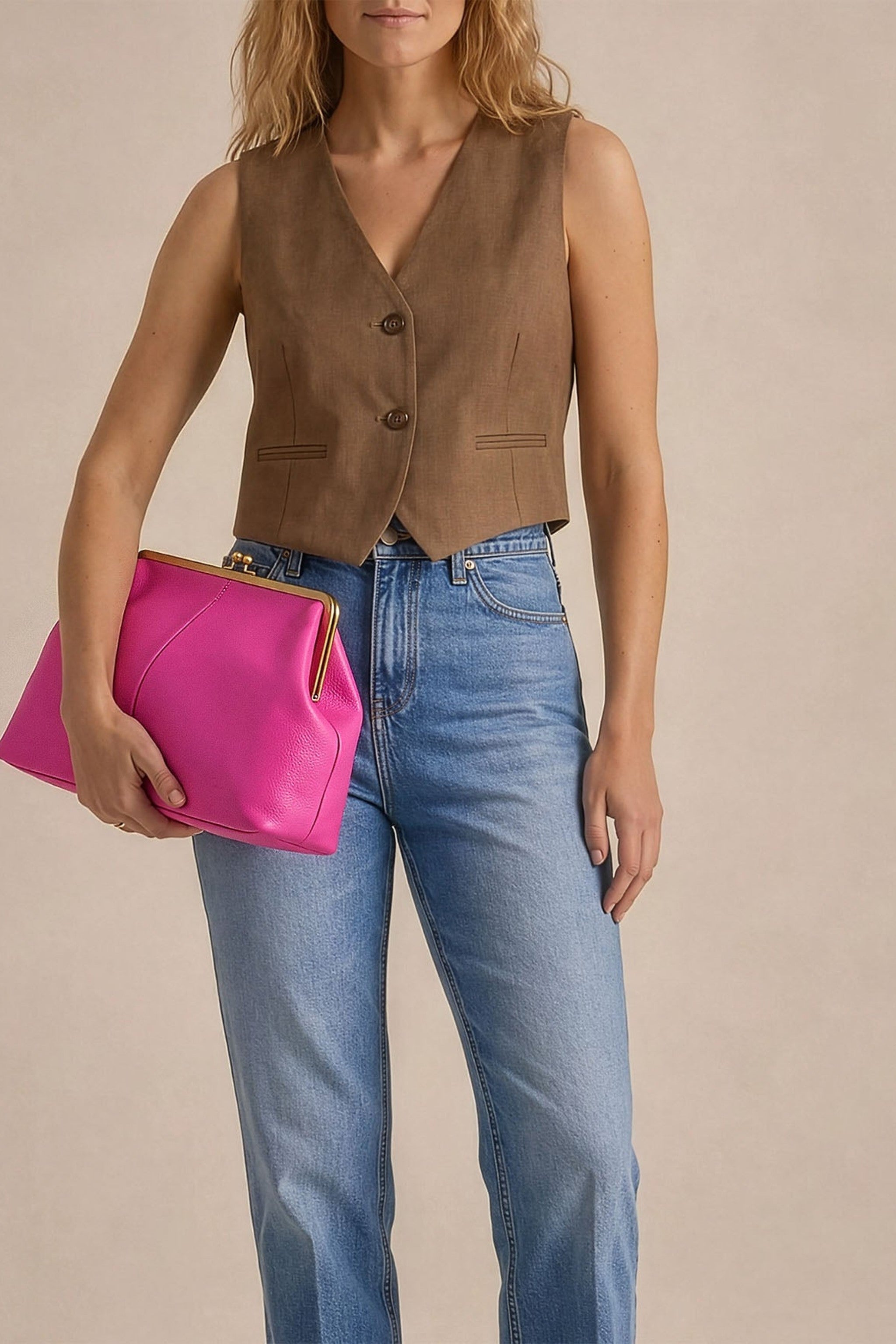 Grace Raffia Oversized Kiss Lock Clutch - Knockout Pink