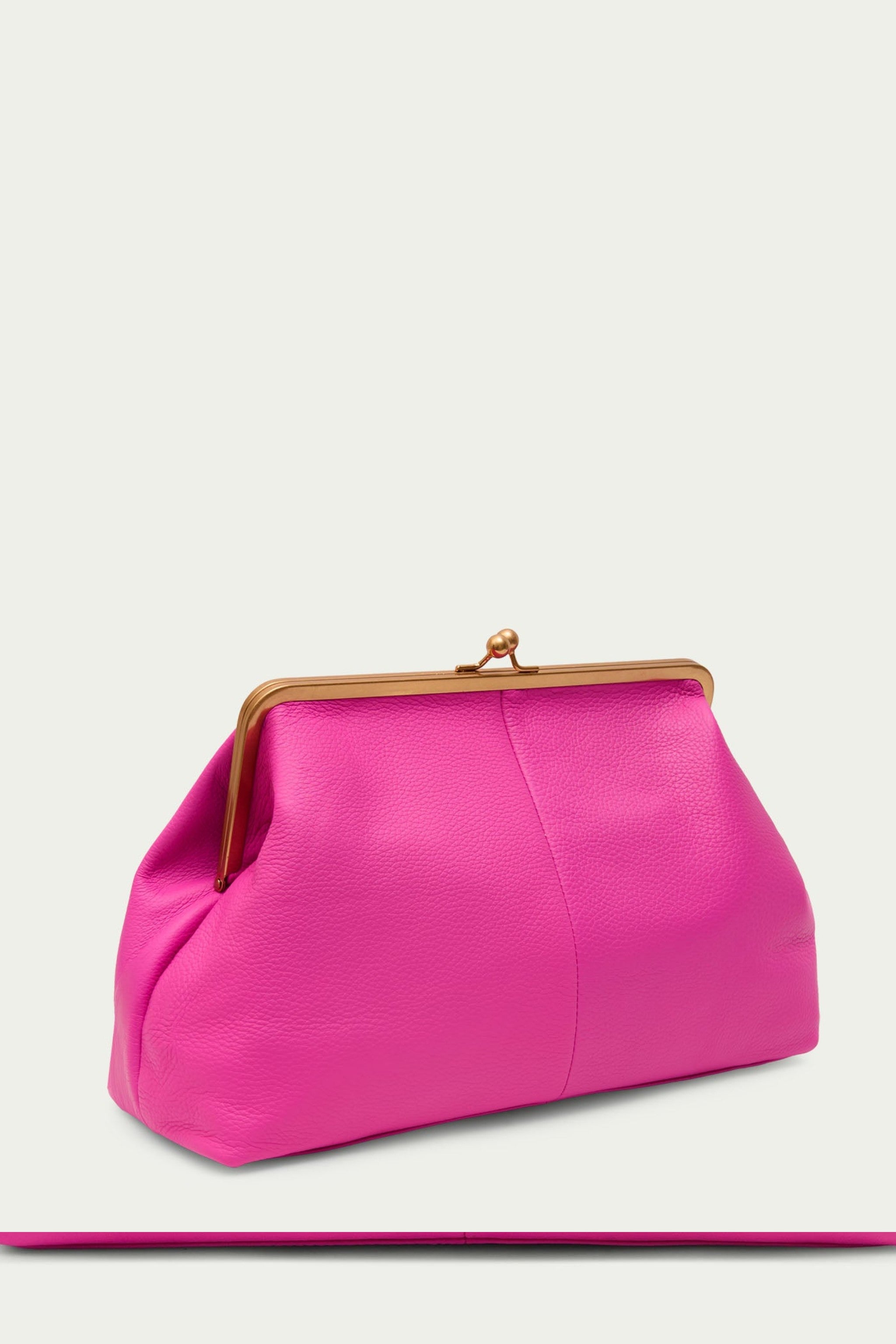 Grace Raffia Oversized Kiss Lock Clutch - Knockout Pink