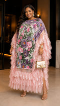 Pink Sunset Elegant Statement Ruffles Maxi Dress-Preorder