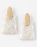 Gold White Abstract Stone Fashion Earrings (Copy)