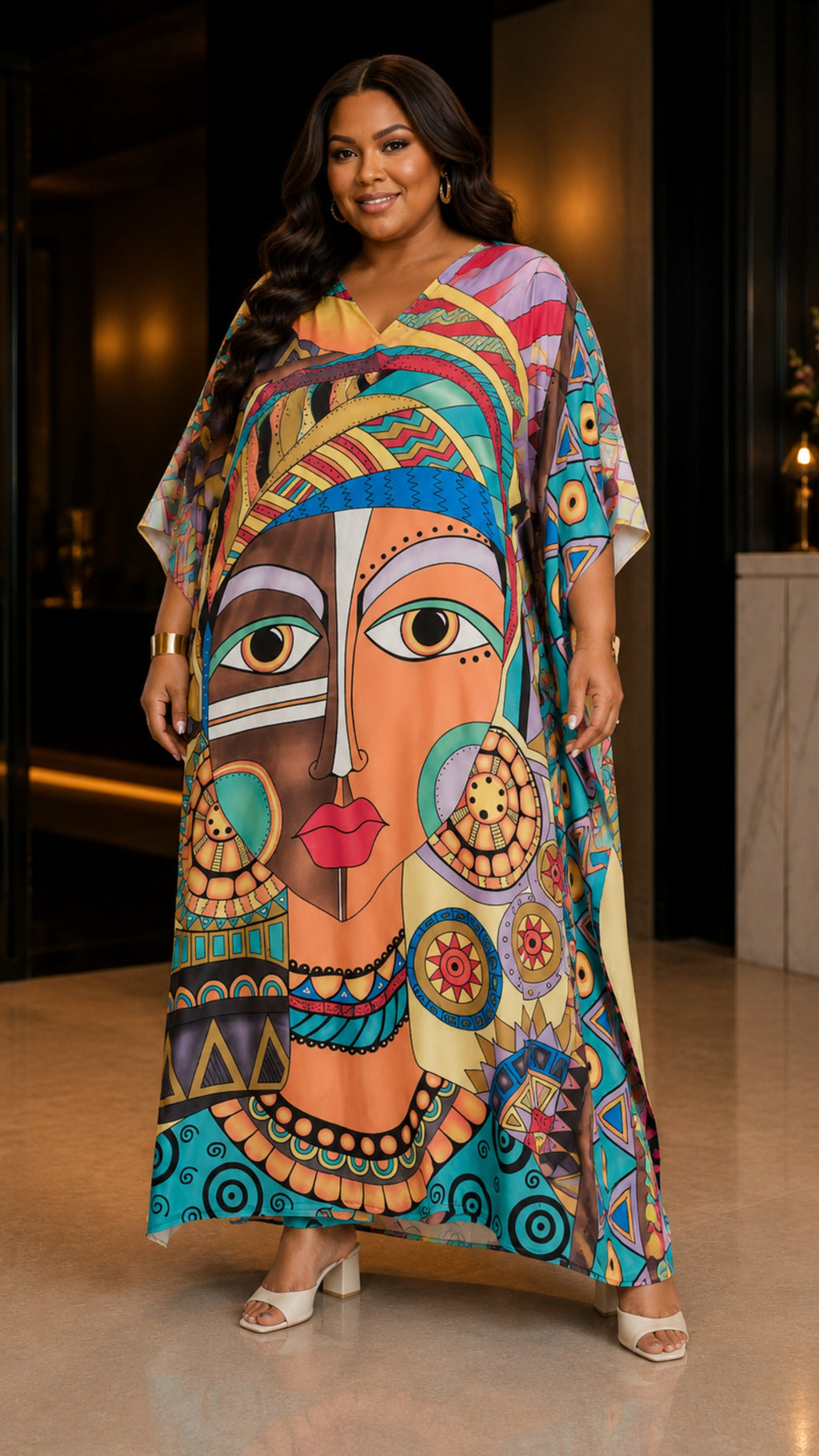The Face Tribal Printed Kaftan Dress Lounge Wear One Size fit All S to 3XL