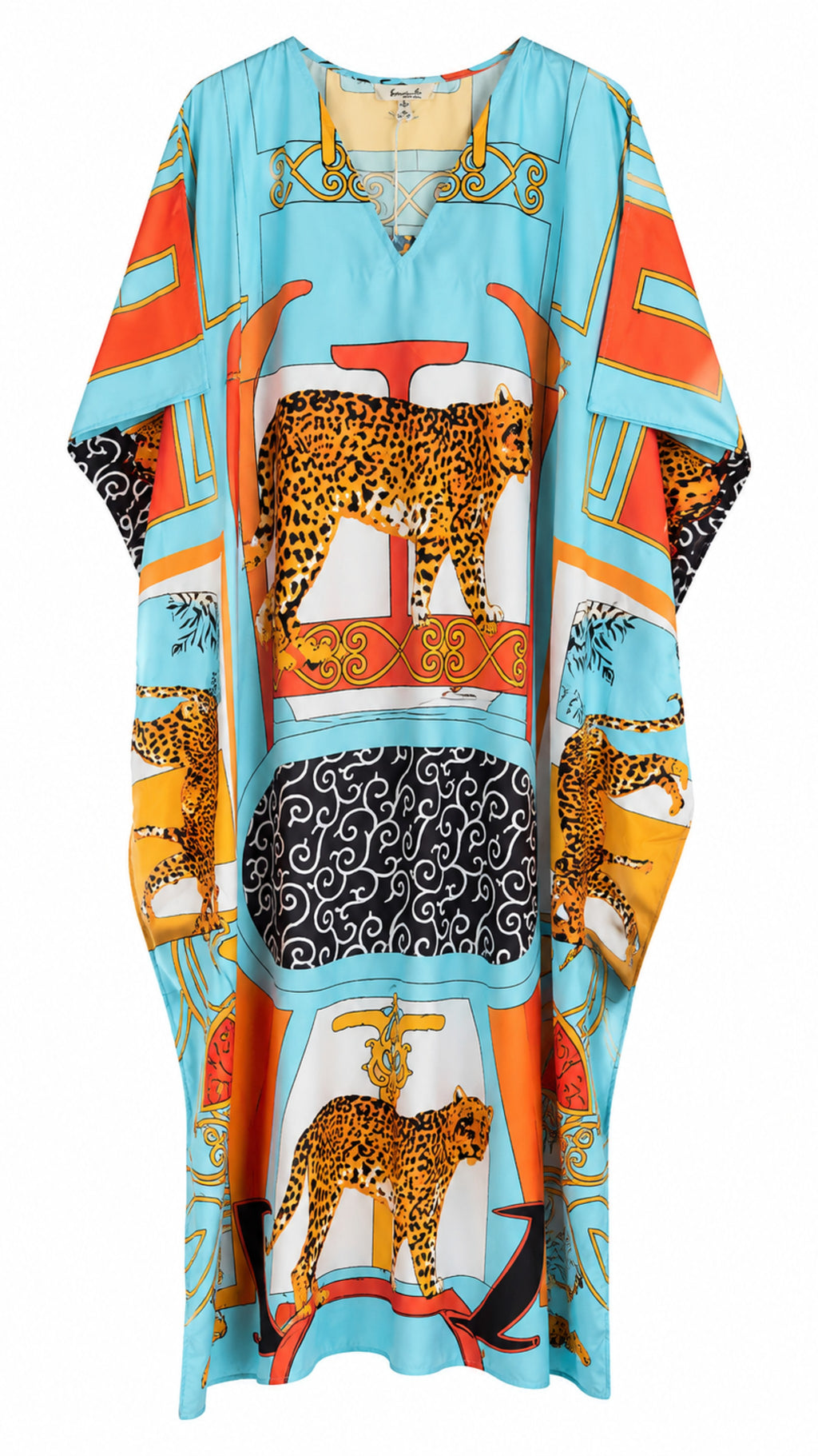 Turquoise Animal Printed Kaftan Dress Lounge Wear One Size fit All S to 3XL
