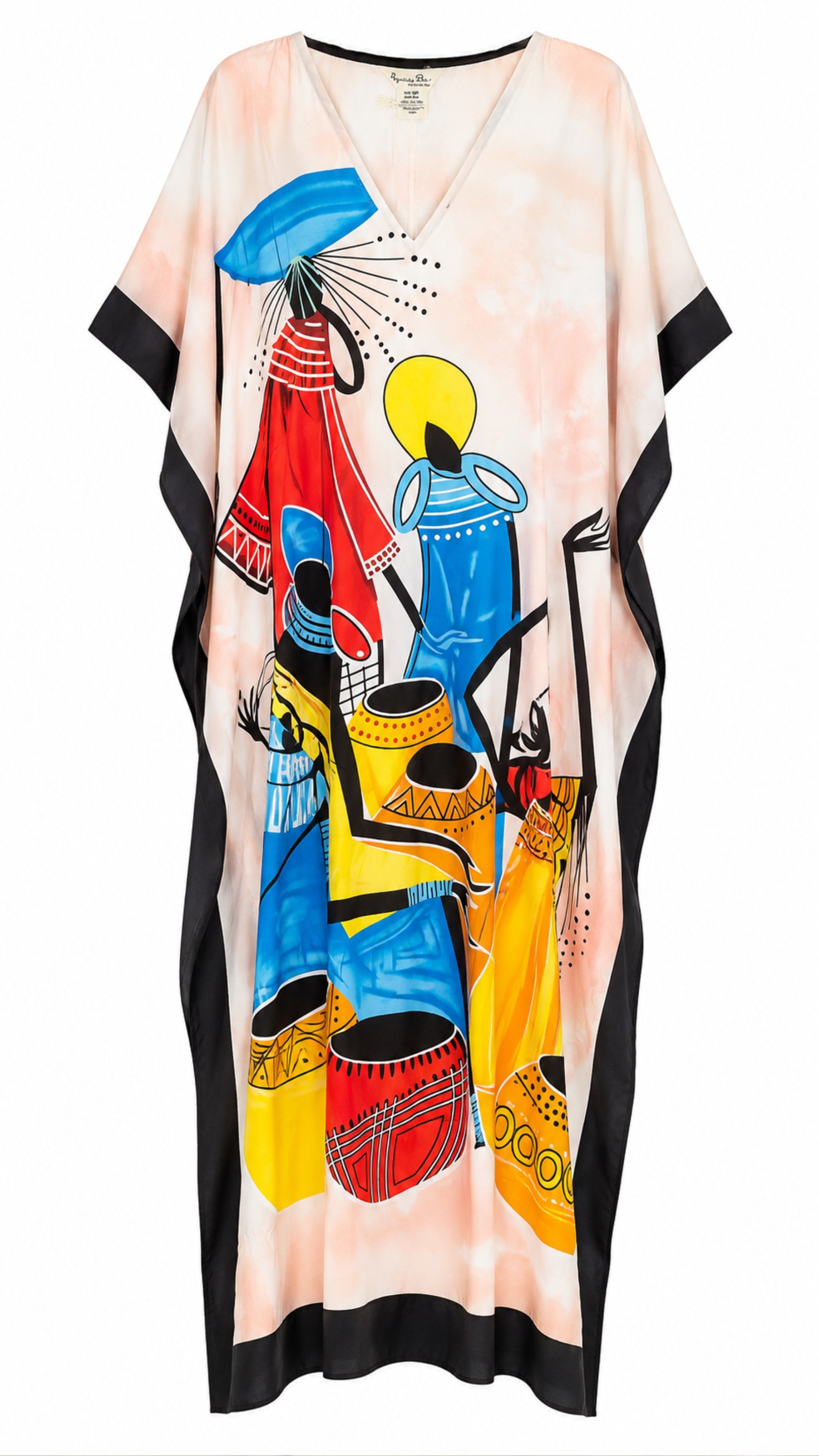 Tribal Printed Multicolor Kaftan Dress Lounge Wear One Size fit All S to 3XL