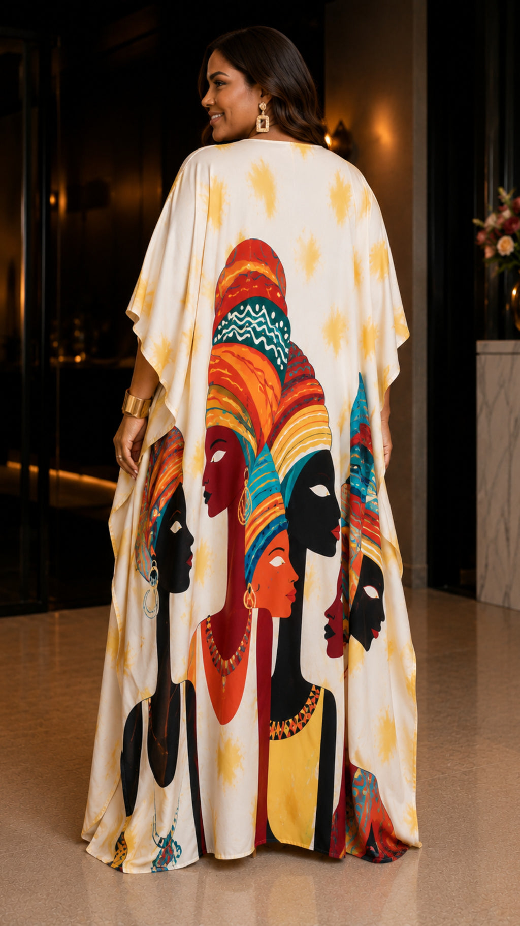 The Cream Lady Tribal Kaftan Dress Lounge Wear One Size fit All S to 3XL