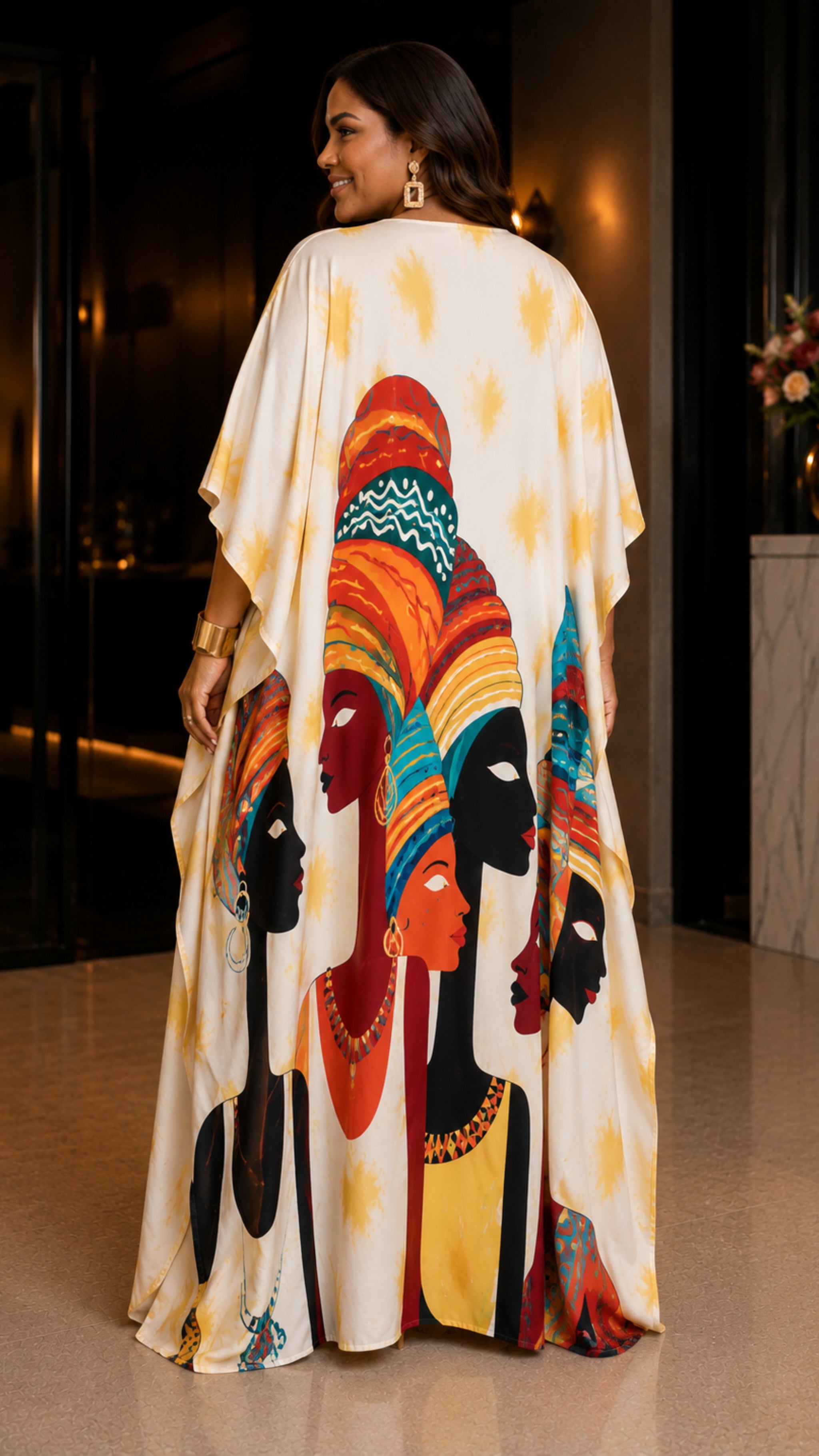 The Cream Lady Tribal Kaftan Dress Lounge Wear One Size fit All S to 3XL