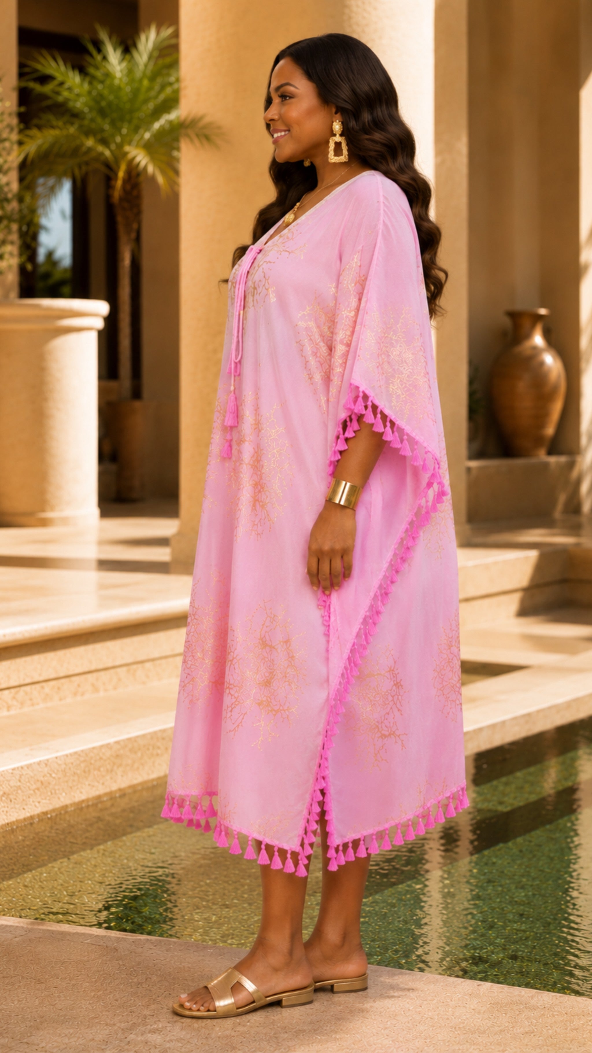 100623 The Island is Calling Me Tassel Caftan One Size Fit All