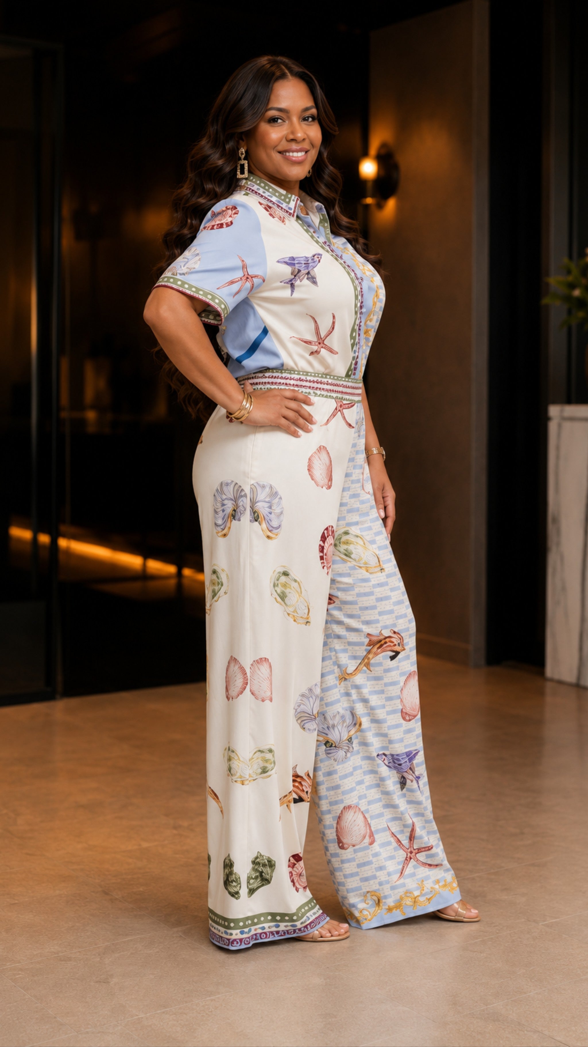 052525 The Blue Plus Size Graphic Print 2 Piece Set- Preorder
