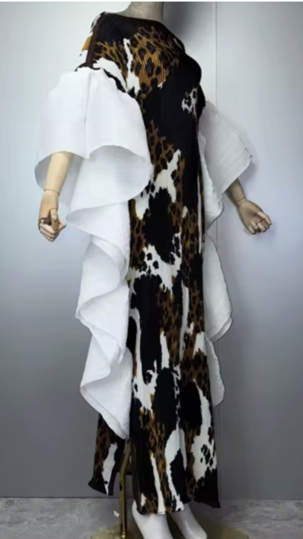 The Safari Elegance Ruffle Sleeves Maxi Dress One Size Fit All S to 3XL