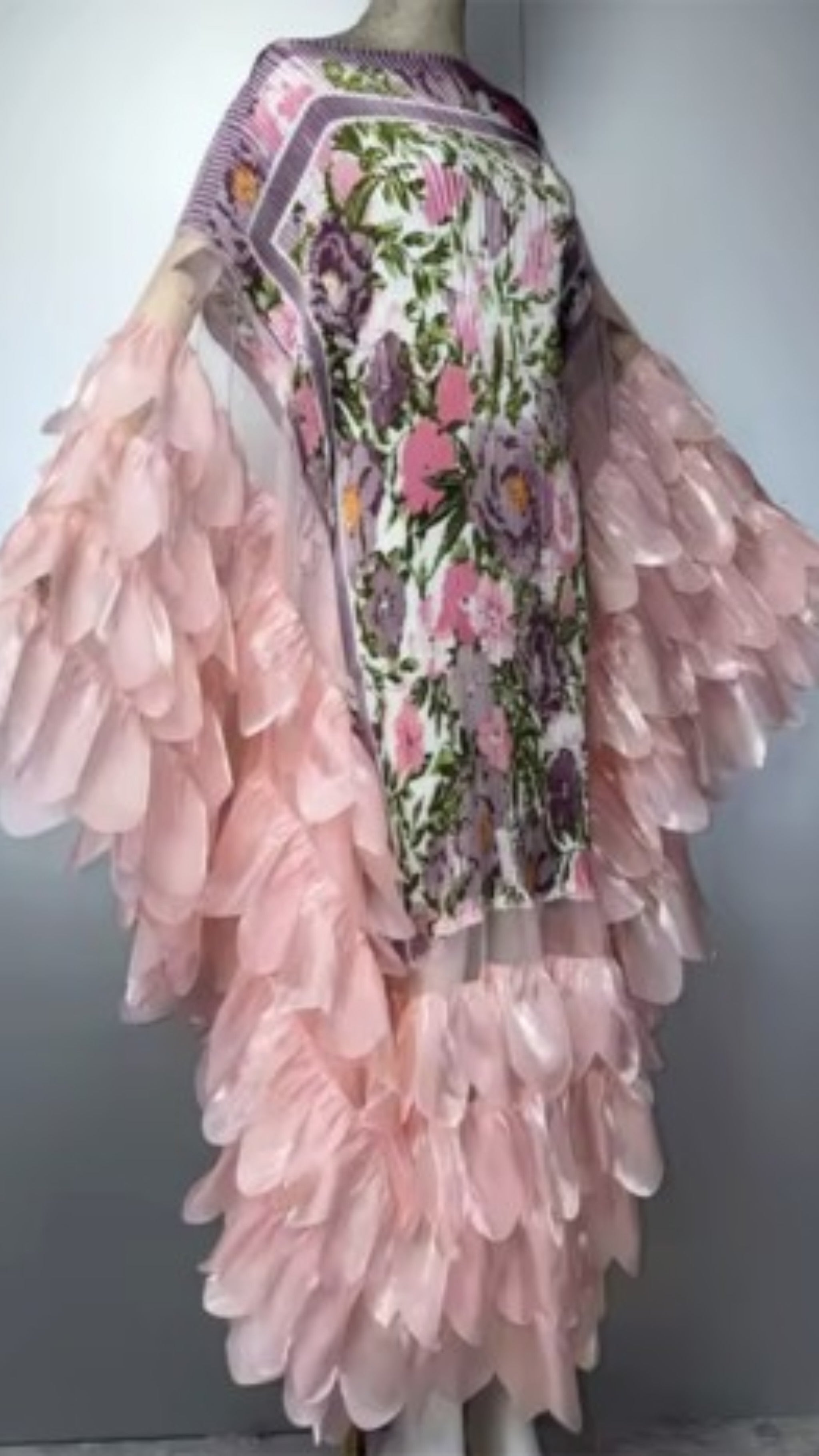 Pink Sunset Elegant Statement Ruffles Maxi Dress-Preorder